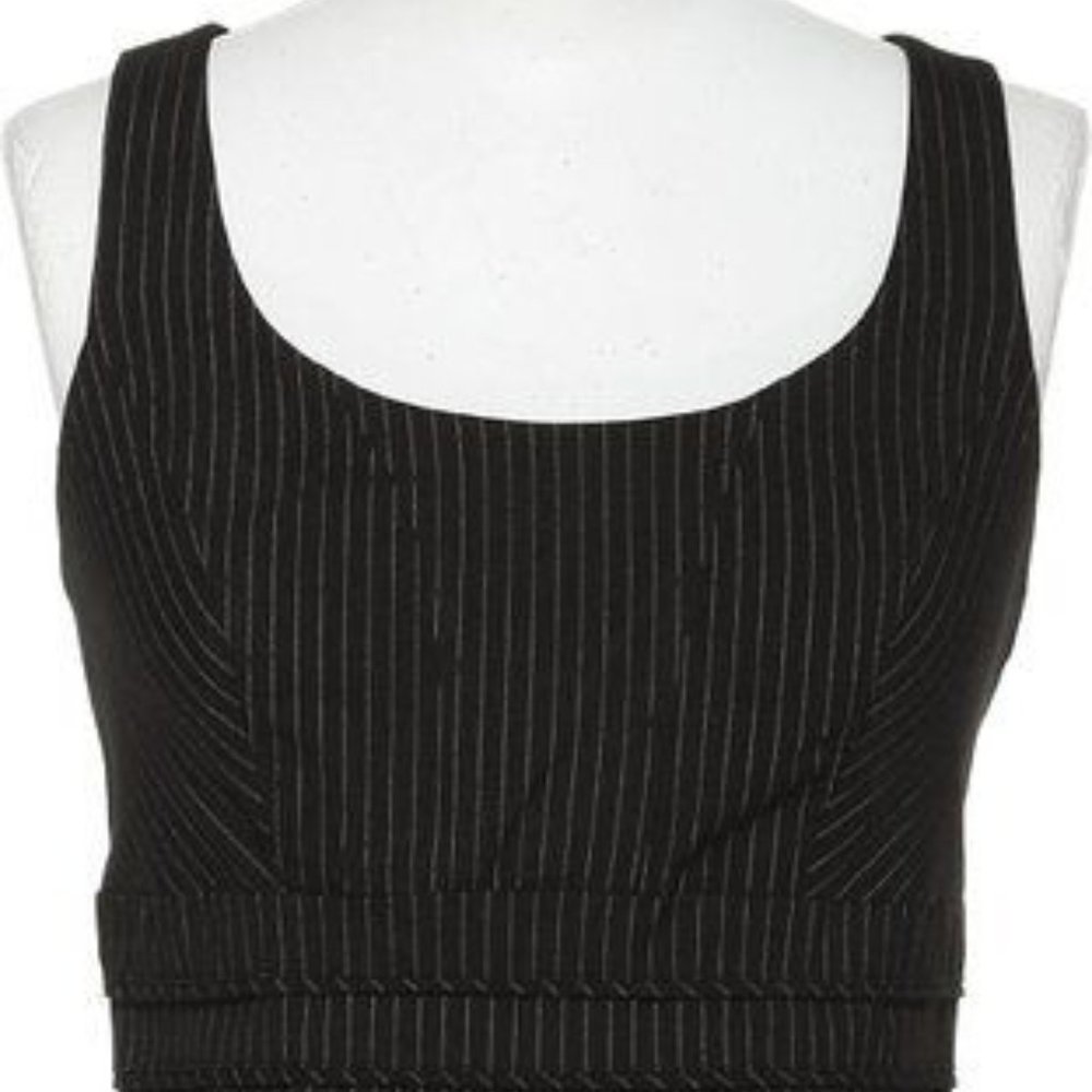 NWT XOXO black Pinstripe Pintucked Sleeveless Suit Dress size 3 / 4 womens